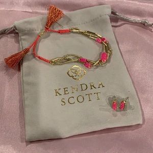 Kendra Scott matching bracelet and earrings.